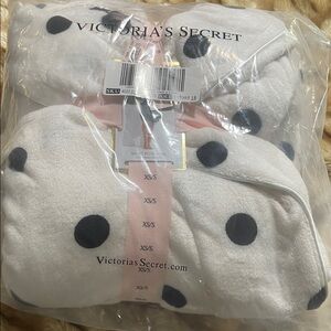 Victoria's Secret White Robe with Black Dots
